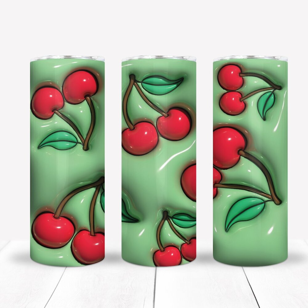 2 Colors Cherries Tumbler, Kawaii Travel Mug, Girls Cup